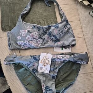 BECCA Floral Bikini with Silver and Pink Accents